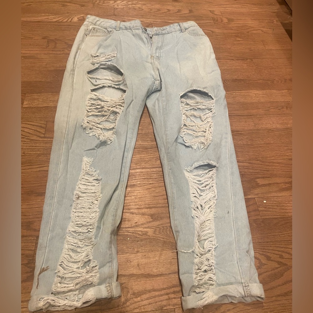 Blue jeans with holes